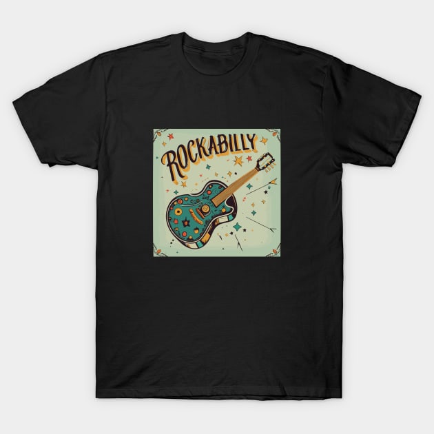 Rockabilly Guitar T-Shirt by Kingrocker Clothing